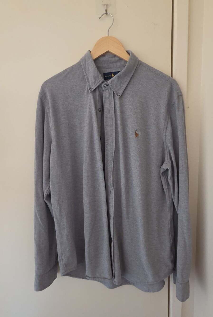 Ralph Lauren Knit Oxford Shirt Size XL Gray Long Sleeve Button-Down